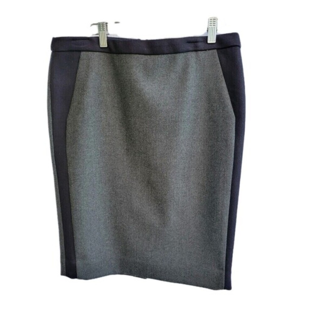 J.Crew Women's Pencil Skirt Size 10 Gray Navy Color Block Wool Blend